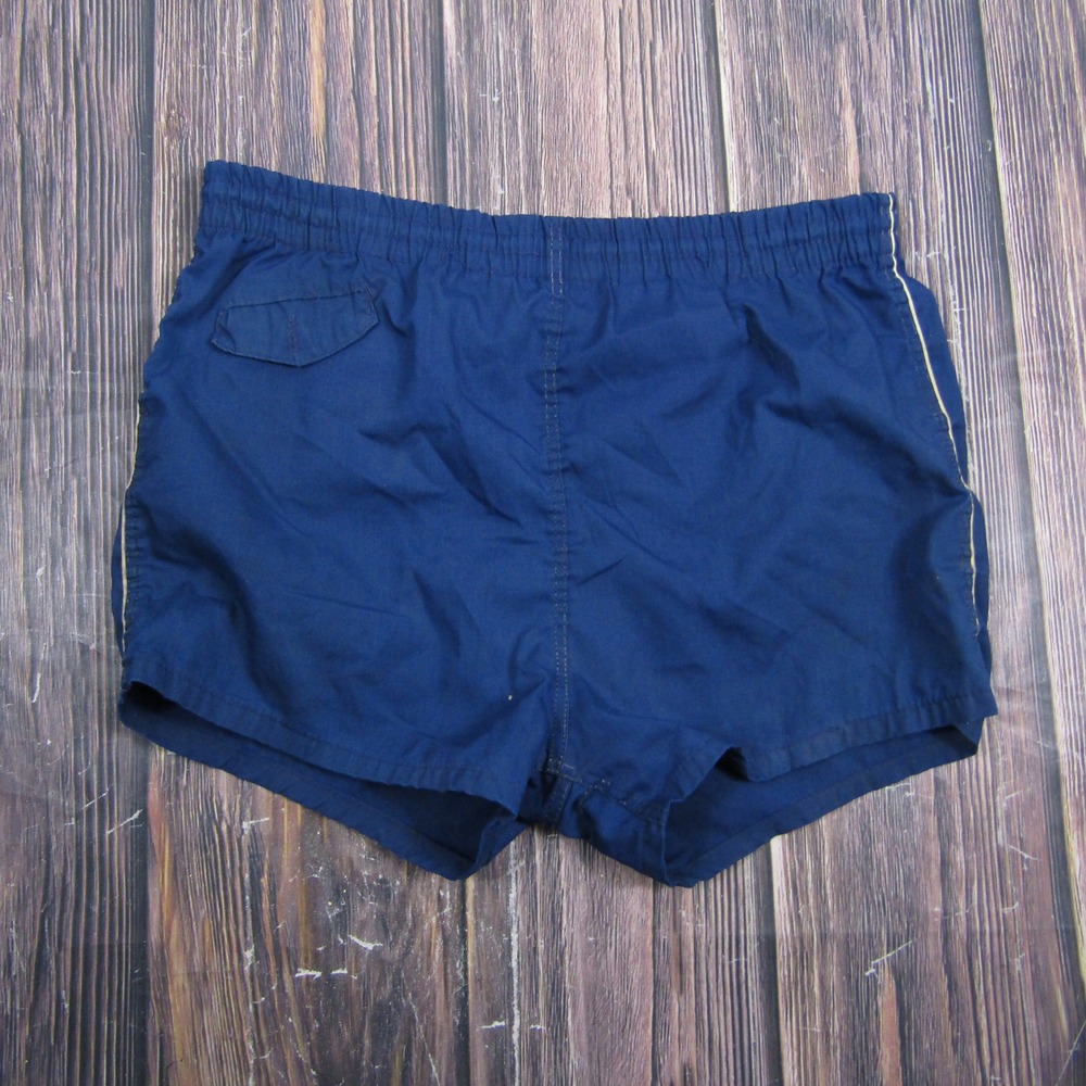 Vintage Swim Trunks Men Medium 32/34 Navy Blue Mesh Lined Athletic Shorts USA